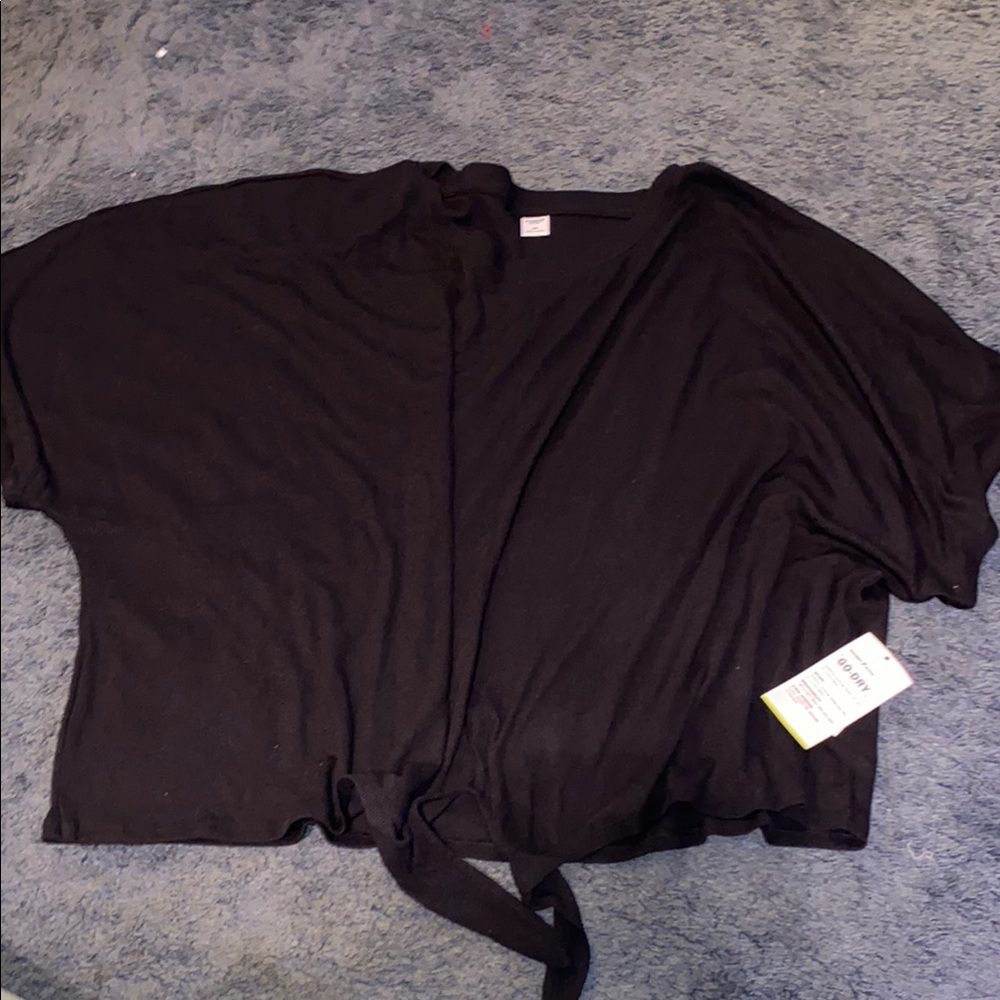 Black Tie-Front Top